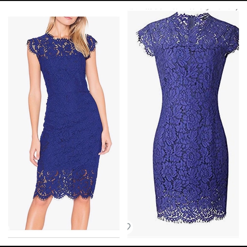 NWT Lace Floral Elegant Cocktail Dress( royal blue